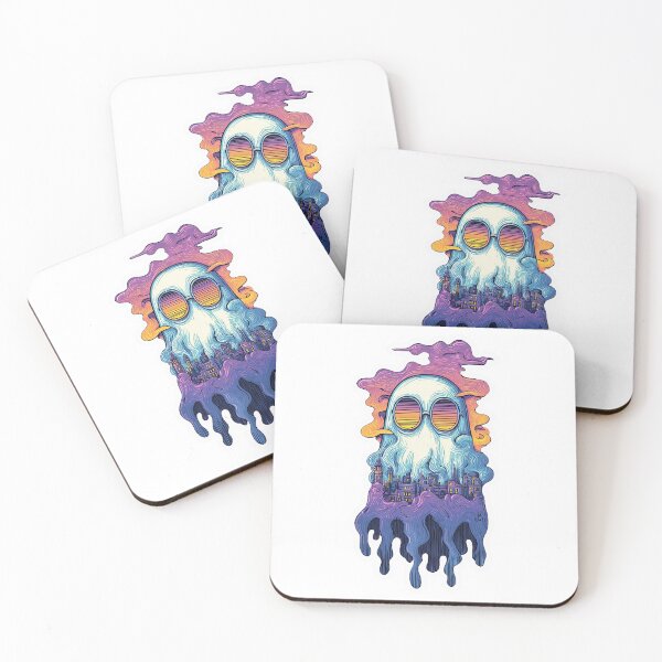 Item preview, Psychedelic Ghost City Sticker – Trippy Retro Vaporwave Aesthetic designed and sold by Line Designs By Duck.
