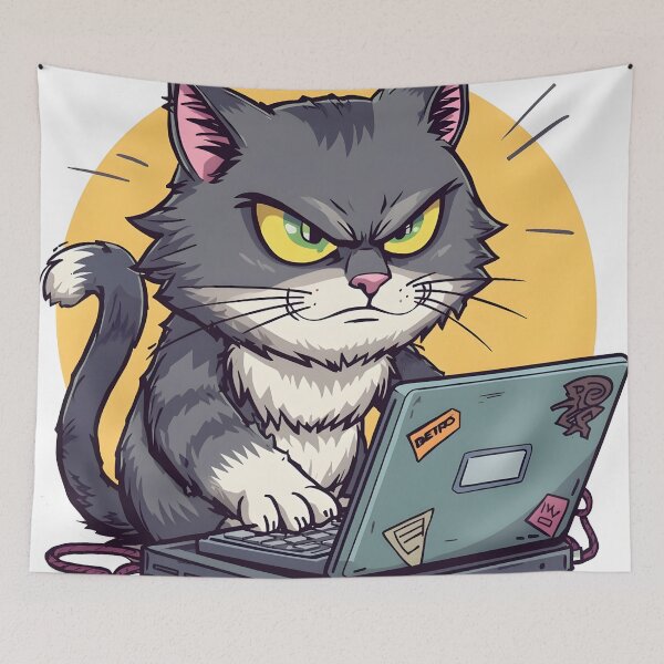 Item preview, Mad Coding Kitty designed and sold by ArtsyWishesShop.