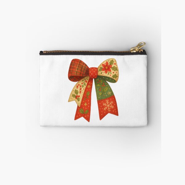 Item preview, Cute Patchwork Christmas Bow Quilted Holiday Ribbon Illustration designed and sold by MujernDesignArt.
