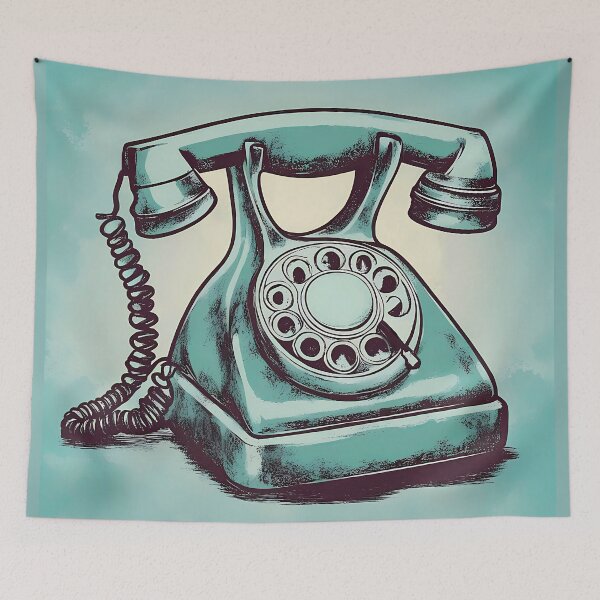 Artikelvorschau, Retro-Telefon mit Wählscheibe, blaugrün entworfen und verkauft von LanaGustavsson.