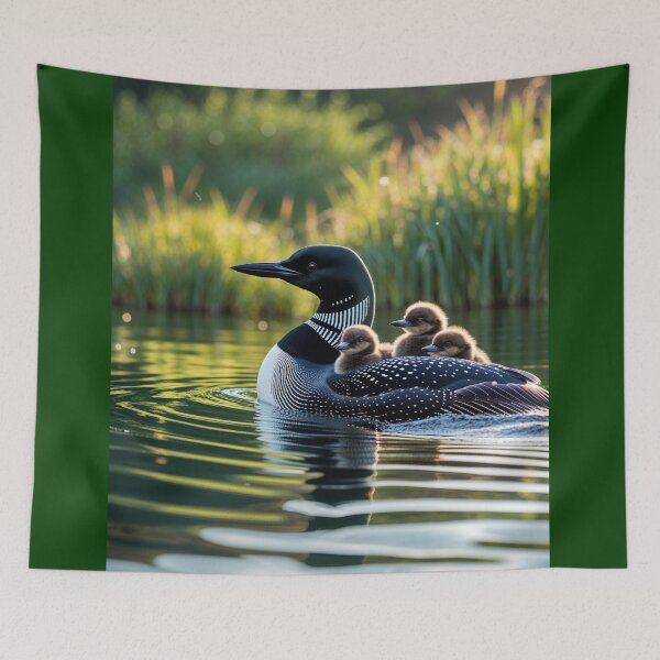 Item preview, Baby Loons Riding on the Back of the Mother Loon  designed and sold by My Beautiful Healing Art.