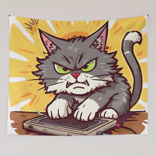 Item preview, Mad Coding Kitty designed and sold by ArtsyWishesShop.