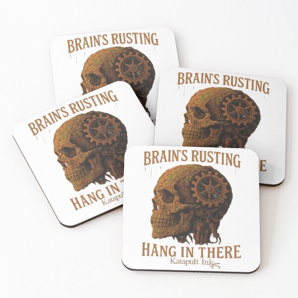 Item preview, Steampunk Dark Humour Tee — “Brain’s Rusting — Hang In There” Industrial Graphic T-Shirt designed and sold by Katapultink.