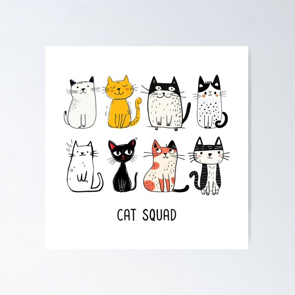 Item preview, Cat Squad – Cute Funny Cats Illustration designed and sold by cybersilverhand.