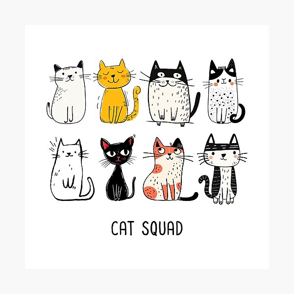 Item preview, Cat Squad – Cute Funny Cats Illustration designed and sold by cybersilverhand.