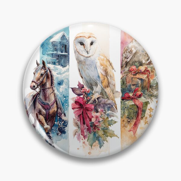 Item preview, Watercolor Winter Horse Owl Christmas Bookmark Collection designed and sold by Anastasiia Yurevych.