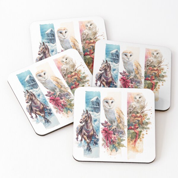 Item preview, Watercolor Winter Horse Owl Christmas Bookmark Collection designed and sold by Anastasiia Yurevych.