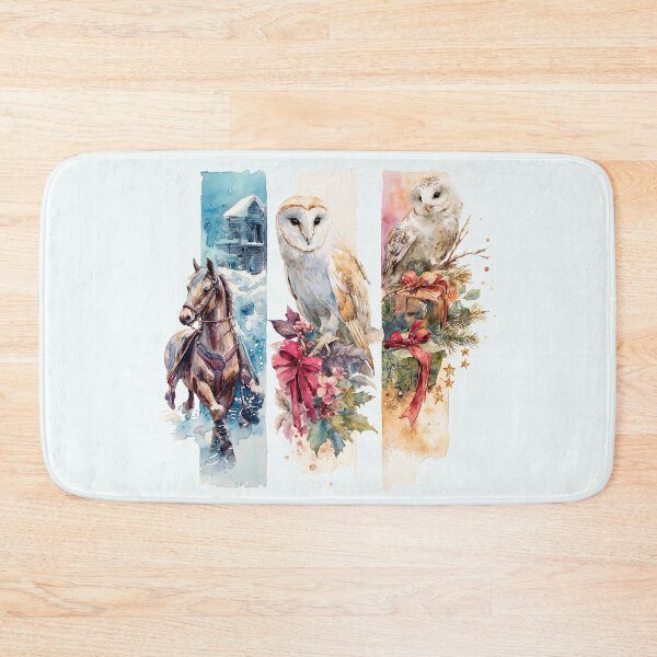 Item preview, Watercolor Winter Horse Owl Christmas Bookmark Collection designed and sold by Anastasiia Yurevych.