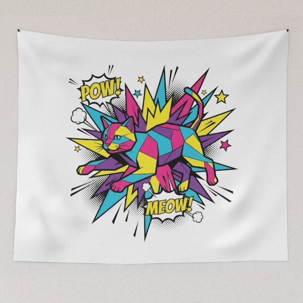 Item preview, Pop comic style exploding cat designed and sold by bsbd-action.