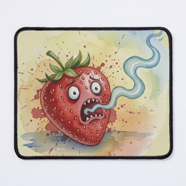 Item preview, Scared strawberry in watercolor designed and sold by Mandarinaut.