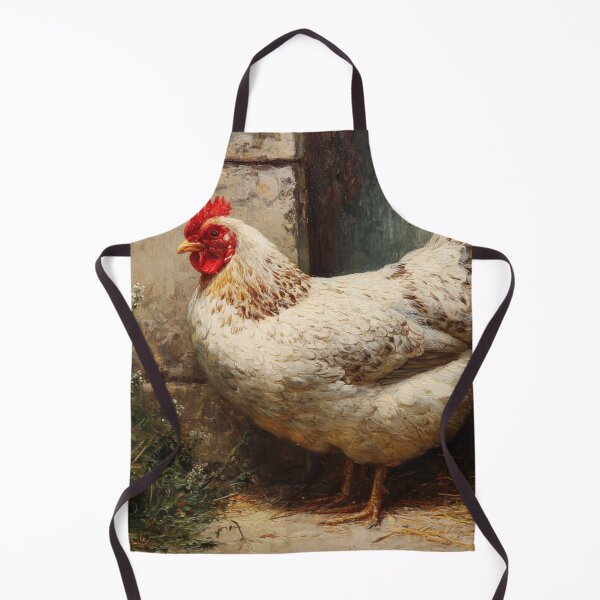 Item preview, 19th Century Oil Painting of a White Hen – Rustic Farmhouse Art designed and sold by mliotard.