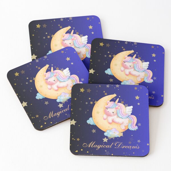 Item preview, Magical Dreams Unicorn Sticker – Cute Sleeping Unicorn on Moon, Aesthetic Kawaii Vinyl Sticker for Laptop, Journal, Water Bottle designed and sold by MinimalVibes37.
