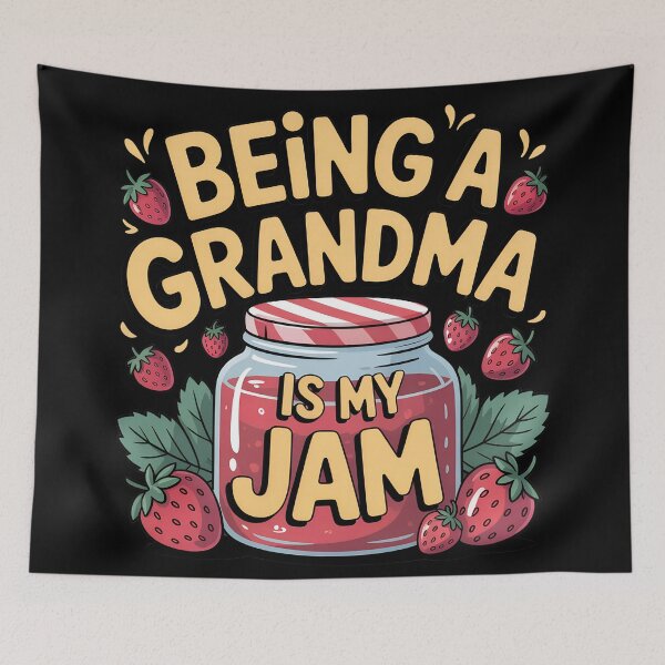 Item preview, Being a Grandma Is My Jam – Bold Yellow Text with Strawberry Jam Jar designed and sold by VividOrganica.