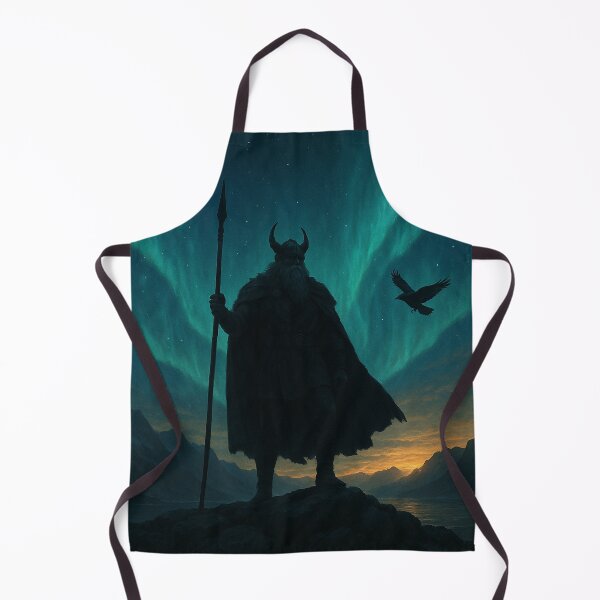 Item preview, Odin with Ravens Under the Northern Lights – Epic Norse Mythology Art Print designed and sold by NorseDrip.