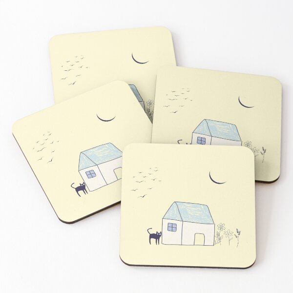 Item preview, Doodle House and Indigo Cat: Children's Design in Baby Blue and Light Background designed and sold by AcuarelasCA.