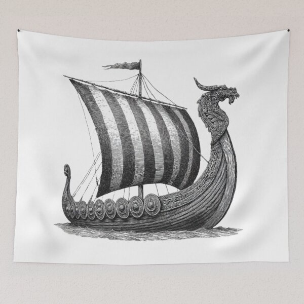 Item preview, Viking Drakkar – Norse Longship designed and sold by AlexLineArt.
