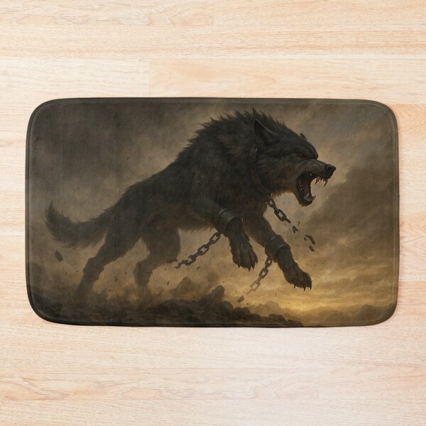 Item preview, Fenrir Breaking the Chains – Epic Norse Wolf of Ragnarok Wall Art designed and sold by NorseDrip.