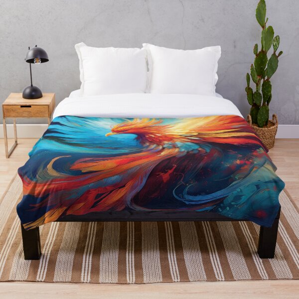 Artikelvorschau, Mythischer Phönix, der in blauen und roten Flammen aufsteigt entworfen und verkauft von MDKey DESIGN.