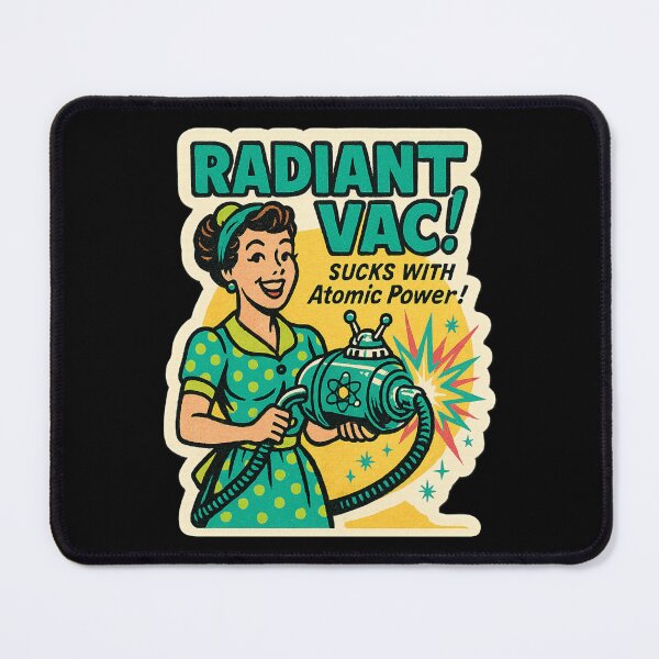 Item preview, Retro Housewife Vacuum Sticker – Vintage Atomic Age Comic Art, Funny Cleaning Parody Gift designed and sold by JacobKAurumhead.