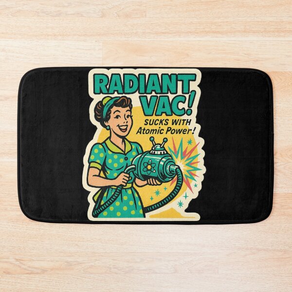 Item preview, Retro Housewife Vacuum Sticker – Vintage Atomic Age Comic Art, Funny Cleaning Parody Gift designed and sold by JacobKAurumhead.