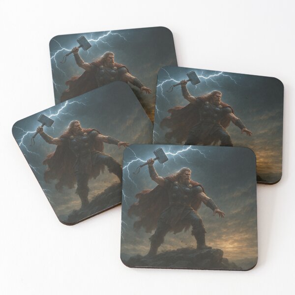 Item preview, Thor with Mjölnir Summoning Lightning – Epic Viking God Wall Art designed and sold by NorseDrip.