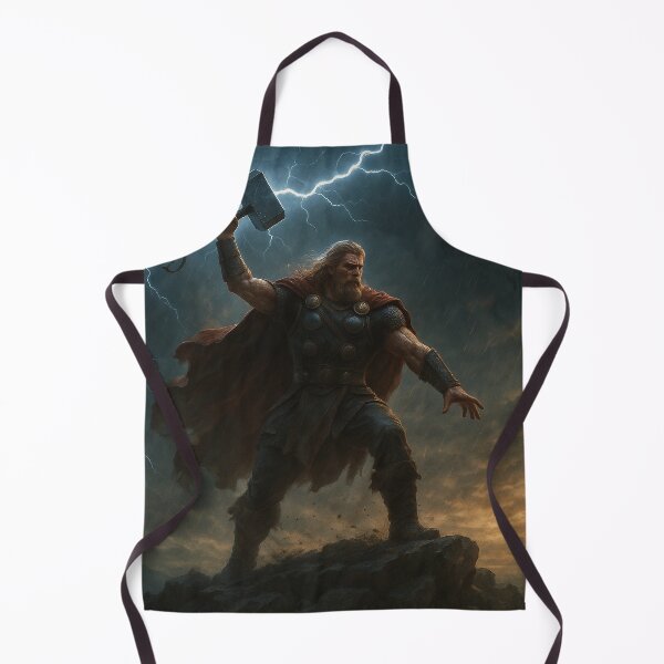 Item preview, Thor with Mjölnir Summoning Lightning – Epic Viking God Wall Art designed and sold by NorseDrip.