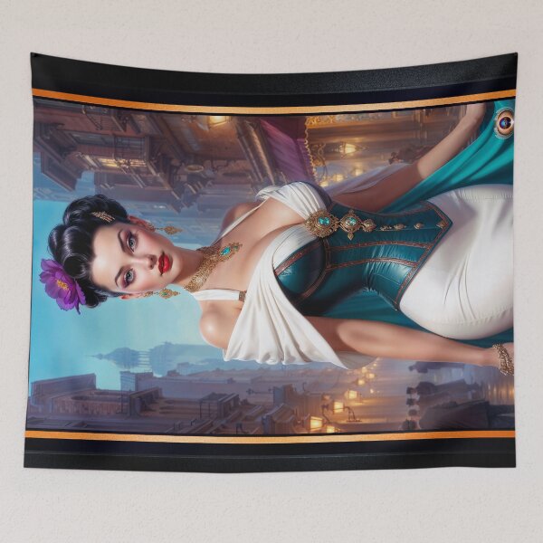 Item preview, Striking Portrait Of A Woman Amidst A Classic European City Mesmerizing AI Concept Art by Xzendor7 designed and sold by Xzendor7 Digital Art Creations.