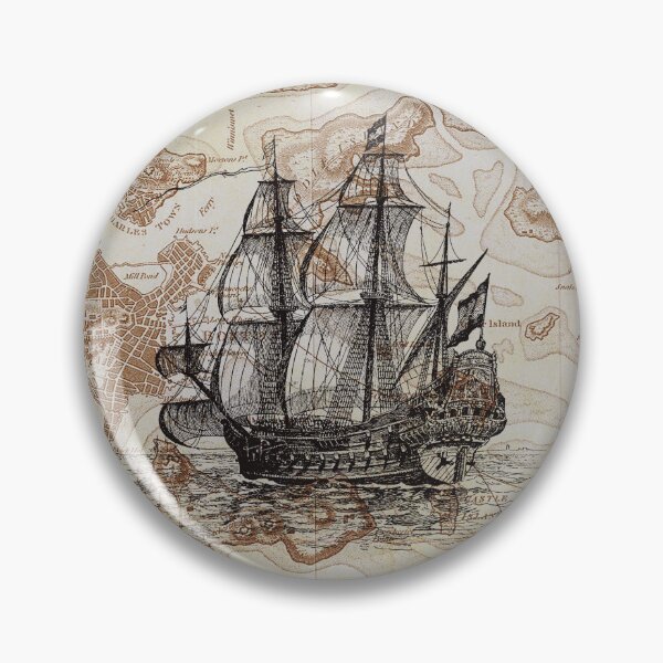 Item preview, Vintage Pirate Ship Over Antique Map – Nautical Adventure Design designed and sold by Art-Design-EM.