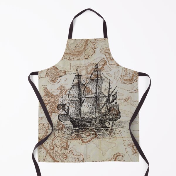 Item preview, Vintage Pirate Ship Over Antique Map – Nautical Adventure Design designed and sold by Art-Design-EM.