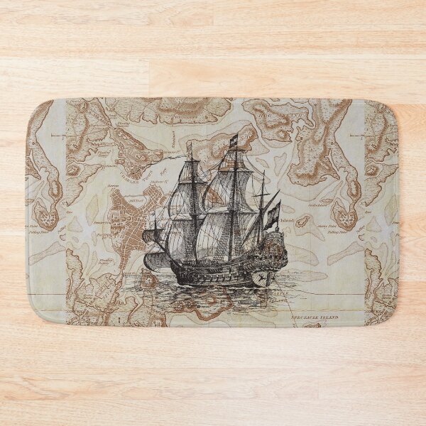 Item preview, Vintage Pirate Ship Over Antique Map – Nautical Adventure Design designed and sold by Art-Design-EM.