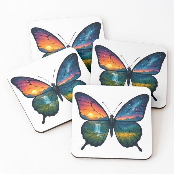 Item preview, Butterfly Landscape Art Nature Sunset Waterfall Galaxy designed and sold by WitchyWhisper.