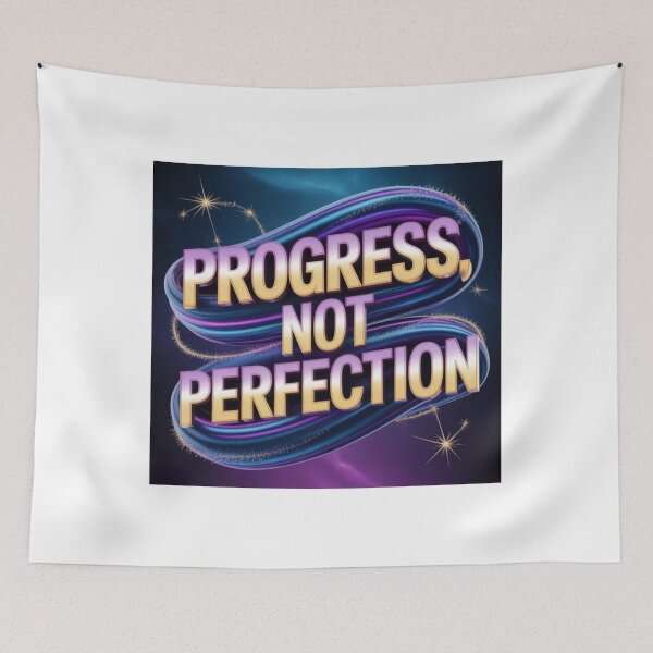 Item preview, Progress Not Perfection – Motivational 3D Quote Design designed and sold by GogoVibes.