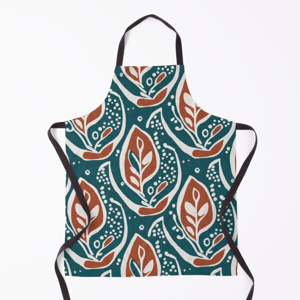 Item preview, Terracotta and White Leaf Seamless Pattern – Teal Background designed and sold by HolmeProud.