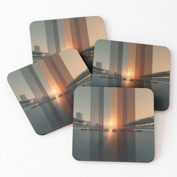 Item preview, Sunset gradient backdrop with Formula 1 cars in motion Art Inspired By Nature And The Active Outdoors designed and sold by CDC40.