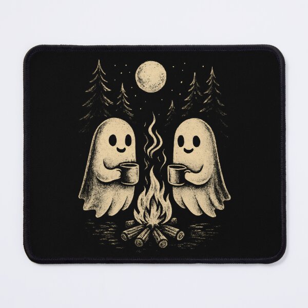 Item preview, Cute Ghosts Camping And Drinking Coffee Spooky Season Outdoors designed and sold by DemureArtsy.