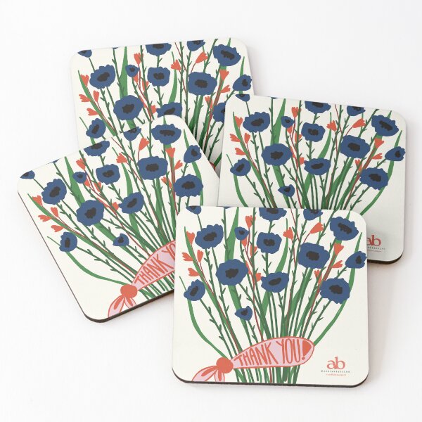 Item preview, thank you blue floral card designed and sold by Adriana Bracho.