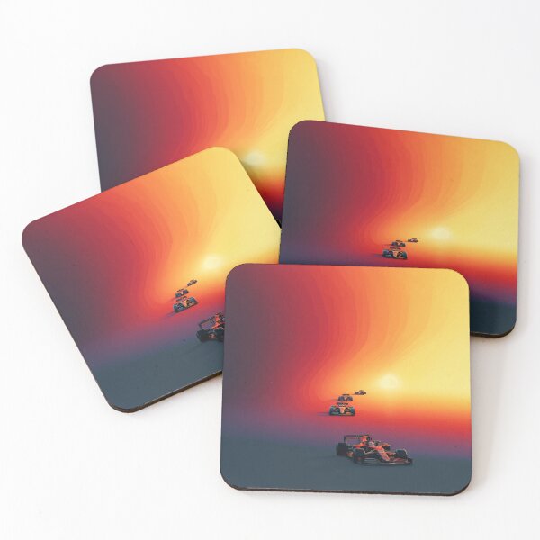 Item preview, Sunset gradient backdrop with Formula 1 cars in motion Art Inspired By Nature And The Active Outdoors designed and sold by CDC40.