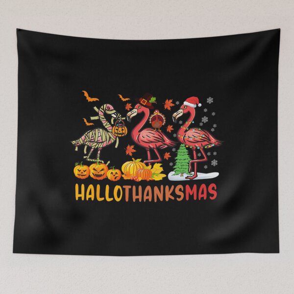 Item preview, Happy Hallo Thanks Mas-Thanksgiving Halloween xmas Flamingo 		 designed and sold by arleetiiuc.