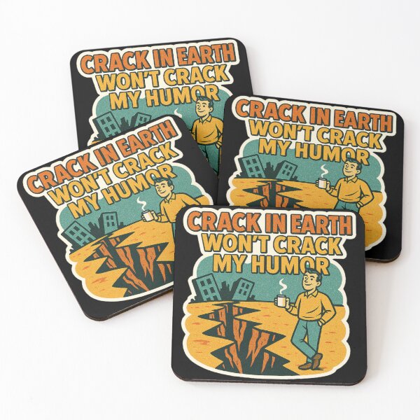 Item preview, Cozy Apocalypse Humor Sticker – Retro Comic Man with Coffee over Earthquake Crack, Funny Dark Humor Post-Apocalyptic Art designed and sold by JacobKAurumhead.