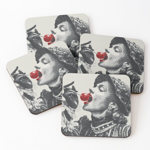 Item preview, Lollipop Lips |Halftone Lady with Cherry Red Pop Art Victorian designed and sold by CrunchyGoats.