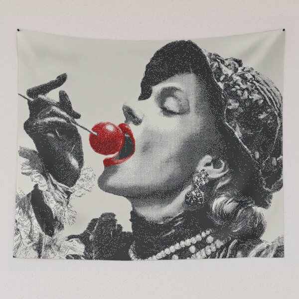 Item preview, Lollipop Lips |Halftone Lady with Cherry Red Pop Art Victorian designed and sold by CrunchyGoats.