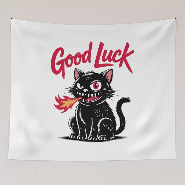 Item preview, Good Luck Black Cat Fire Breathing Funny Halloween Design designed and sold by WitchyWhisper.
