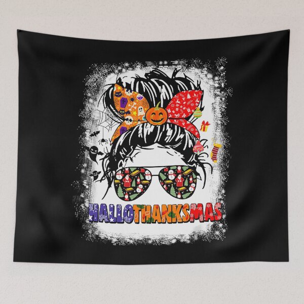 Item preview, Happy HallowThanksMas Christmas Thanksgiving 	 Messy Bun 		 designed and sold by arleetiiuc.