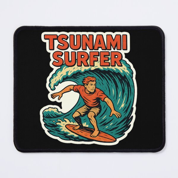Item preview, Retro Surfing Sticker – Vintage Big Wave Comic Art, Dark Humor Post Apocalyptic Cozy Aesthetic designed and sold by JacobKAurumhead.