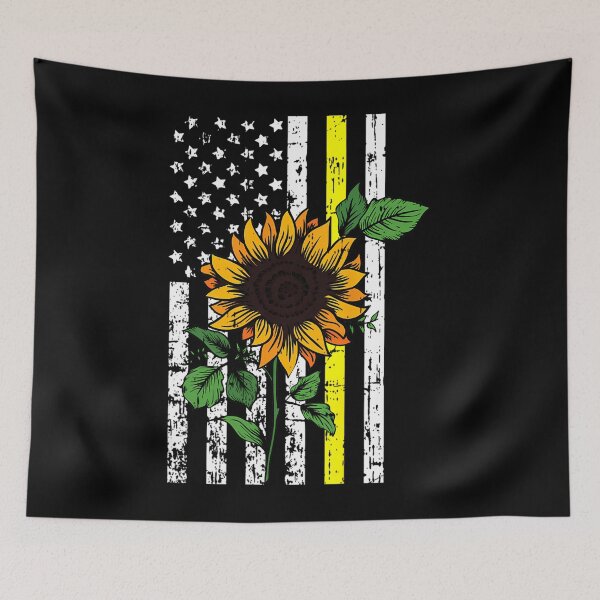 Item preview, American Flag Sunflower Yellow Thin Line Patriotic 	 		 designed and sold by chereeroumbam.