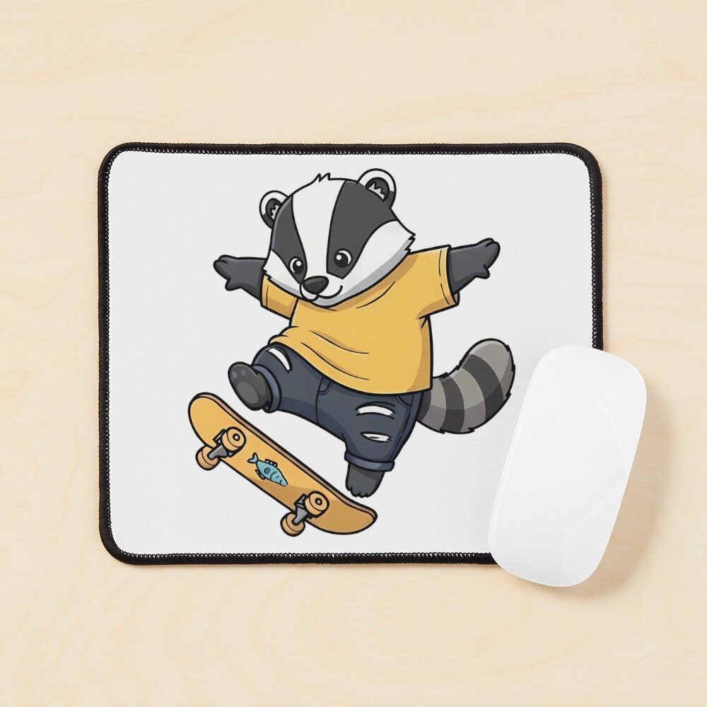 Skateboarding Badger Cartoon Fun