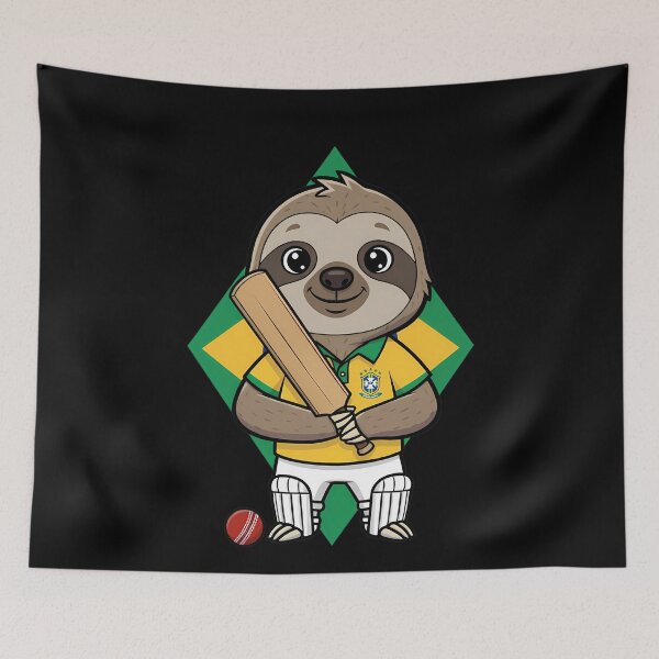 Item preview, Brazil Cricket Sloth Mascot Fun designed and sold by k3rstman1.