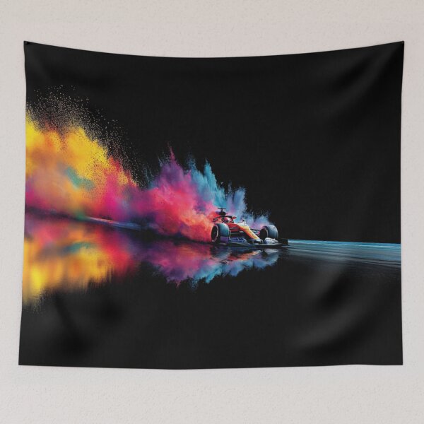 Item preview, Formula 1 car kicking up splashes of colour during a race Art Inspired By Nature And The Active Outdoors designed and sold by CDC40.