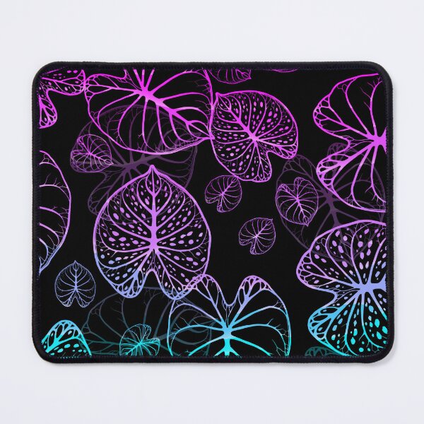 Item preview, Rainbow Caladium Leaves on black background designed and sold by ChrisK712.