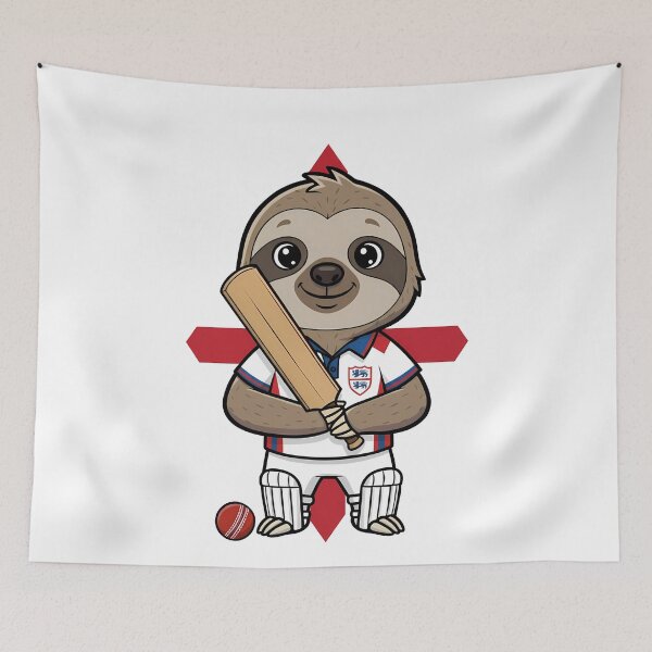 Item preview, England Cricket Sloth Mascot Bat Ball designed and sold by k3rstman1.